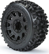 1/8 Badlands F/R 3.8" MT Tires Mounted 17mm Blk Raid (2)