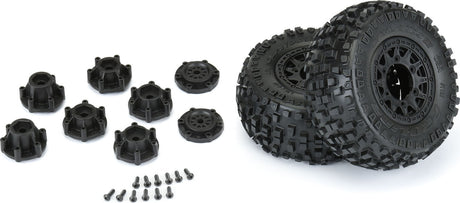 1/10 Badlands Front/Rear 2.2"/3.0" SC Mounted 12mm Black Raid (2)