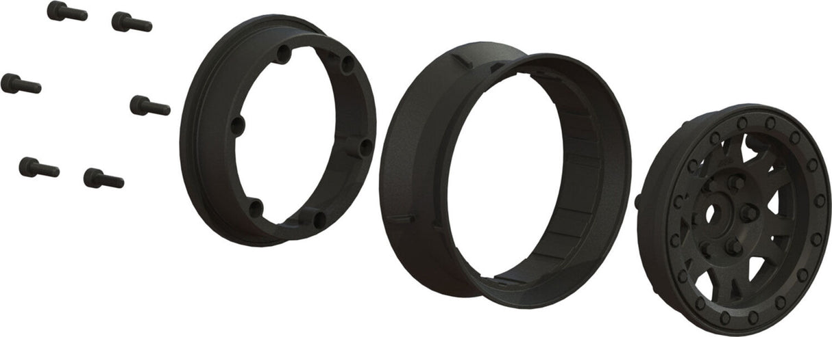 1/10 Impulse Front/Rear 1.9" 12mm Rock Crawler Wheels (2) Black