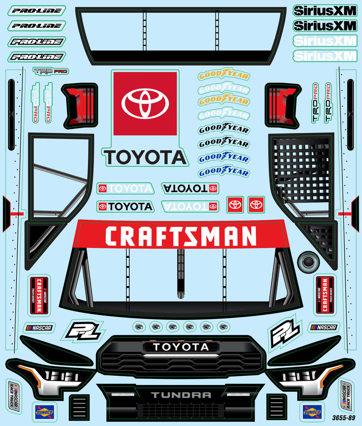 1/12 Pre-Cut 2024 Toyota Tundra Truck Clear Body: Losi NASCAR