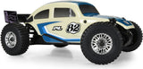 Class 1 VW Bug Blue Race Body Conversion Kit and Flat Iron M/T Tires Mounted 12mm Chrome Diablo (4) for ARRMA TYPHON GROM