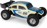 Class 1 VW Bug Blue Race Body Conversion Kit and Flat Iron M/T Tires Mounted 12mm Chrome Diablo (4) for ARRMA TYPHON GROM