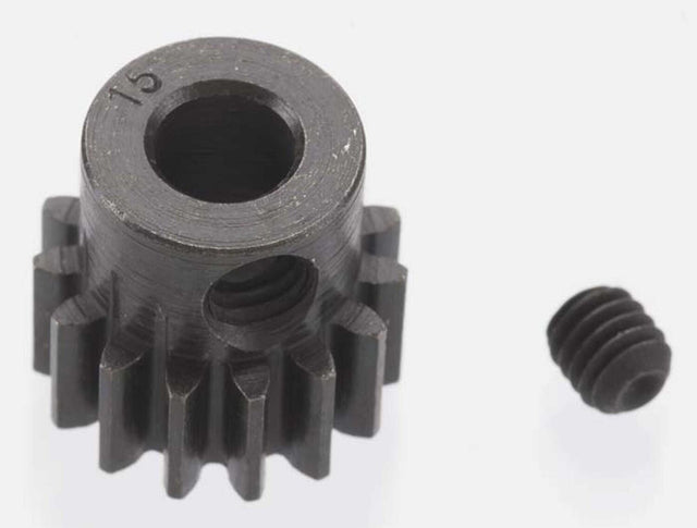 Extra Hard 15 Tooth Blackened Steel 32p Pinion, 5mm