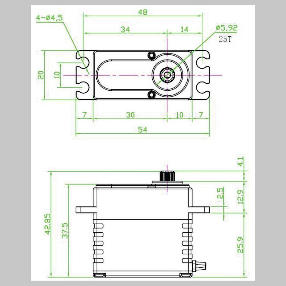 422HD V2 Digital Metal Gear Waterproof Programmable Servo, Black