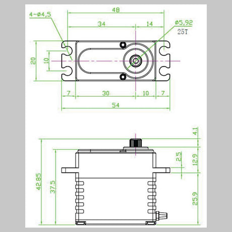 422HD V2 Digital Metal Gear Waterproof Programmable Servo, Black