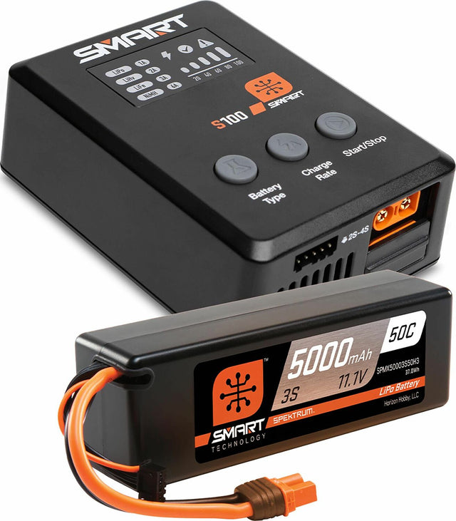 Smart Powerstage Surface Bundle: 5000mAh 3S 50C LiPo Battery (IC3) / 100W S100 Charger