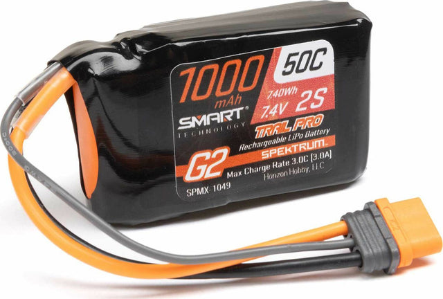 7.4V 1000mAh 2S 50C Smart G2 Trail Pro LiPo Battery: IC2