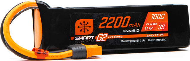 11.1V 2200mAh 3S 100C Smart G2 LiPo Battery: IC3