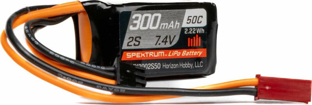 7.4V 300mAh 2S 50C LiPo Battery: JST-RCY