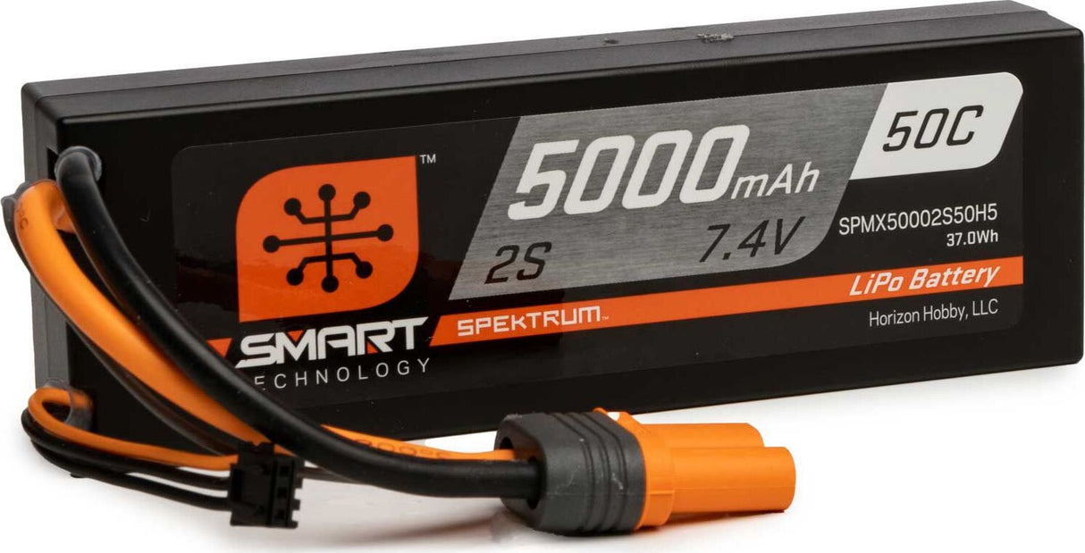 7.4V 5000mAh 2S 50C Smart Hardcase LiPo Battery: IC5