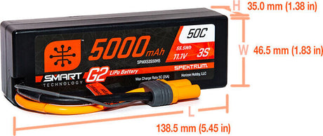 11.1V 5000mAh 3S 50C Smart G2 Hardcase LiPo Battery: IC5