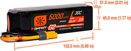 22.2V 5000mAh 6S 30C Smart G2 LiPo Battery: IC5