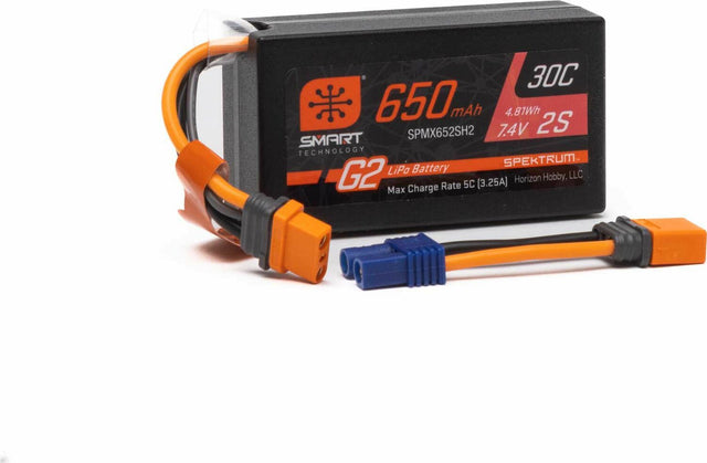 7.4V 650mAh 2S Smart G2 Hardcase 30C LiPo: IC2
