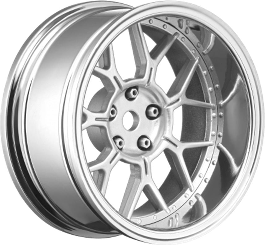 14 Spoke Matte Silver 1/10 Wheel Mounted Drift Tire, 2, 4
