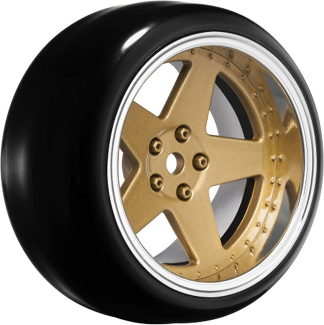 5 Spoke Bronze 1/10 Wheel Mounted Drift Tire, 2, 4, 6, 8
