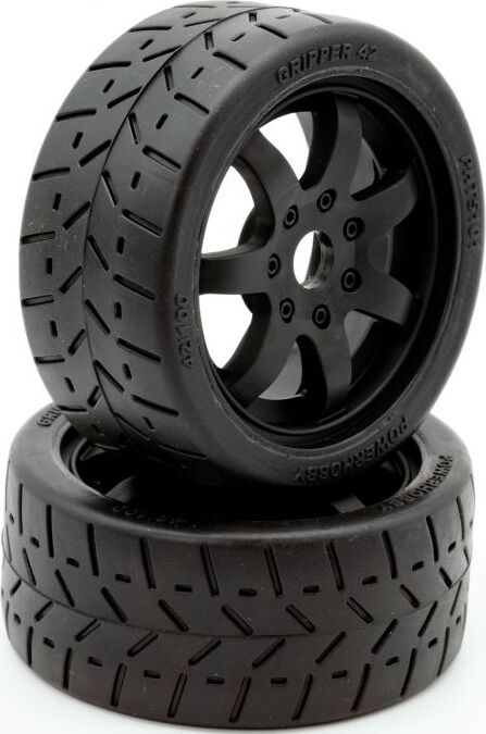 1/8 Gripper 42/100 Belted Mounted Tires 17mm Black