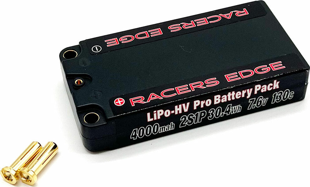4000mAh 2S 7.6V 130C LCG Short Hard Case Lipo w/5mm Bullet