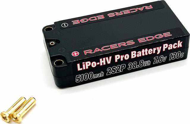 5100mAh 2S 7.6V 130C Shorty Hard Case Lipo w/5mm Bullet